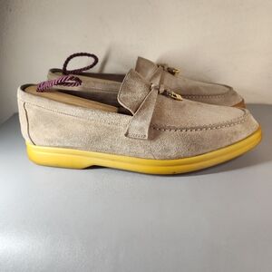 Loro Piana beige Suede Summer walk Slip On Loafers Size EU 37.5 US 7